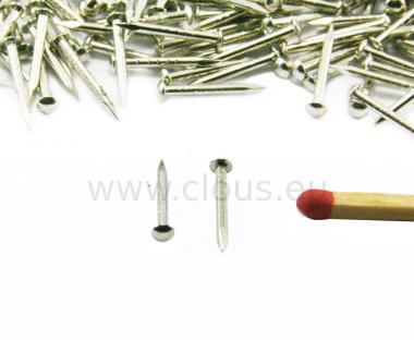 Round head nickel coated brass nail L : 15 mm - Ø 1.4 mm