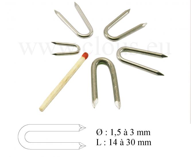Straight tips U nail L : 18 mm - Ø 1.8 mm 
