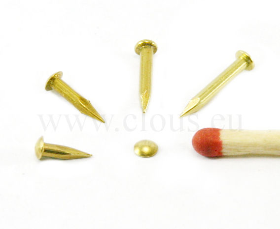 "Lozine" round head brass nail (2000 clous) L : 5 mm - Ø 1.5 mm